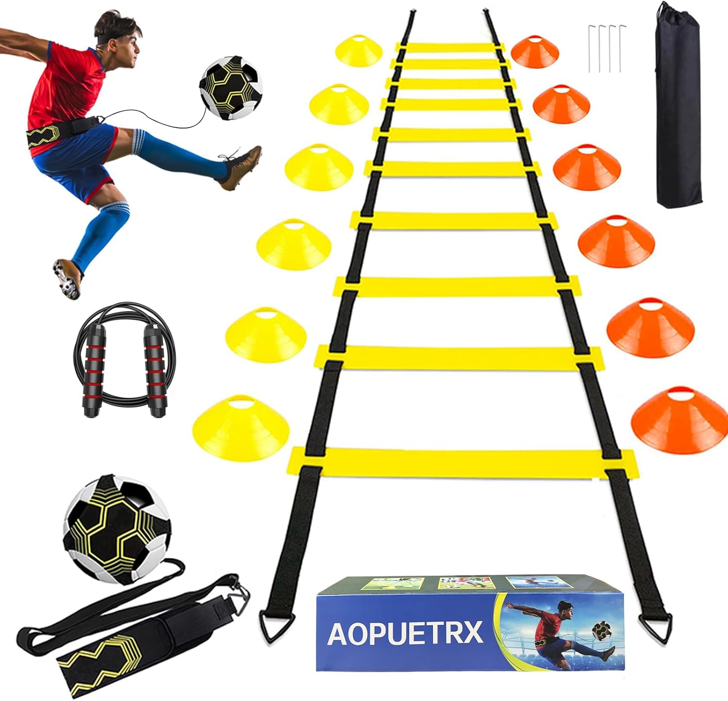 Football Training Cone - Agility Training Set with 20ft Speed