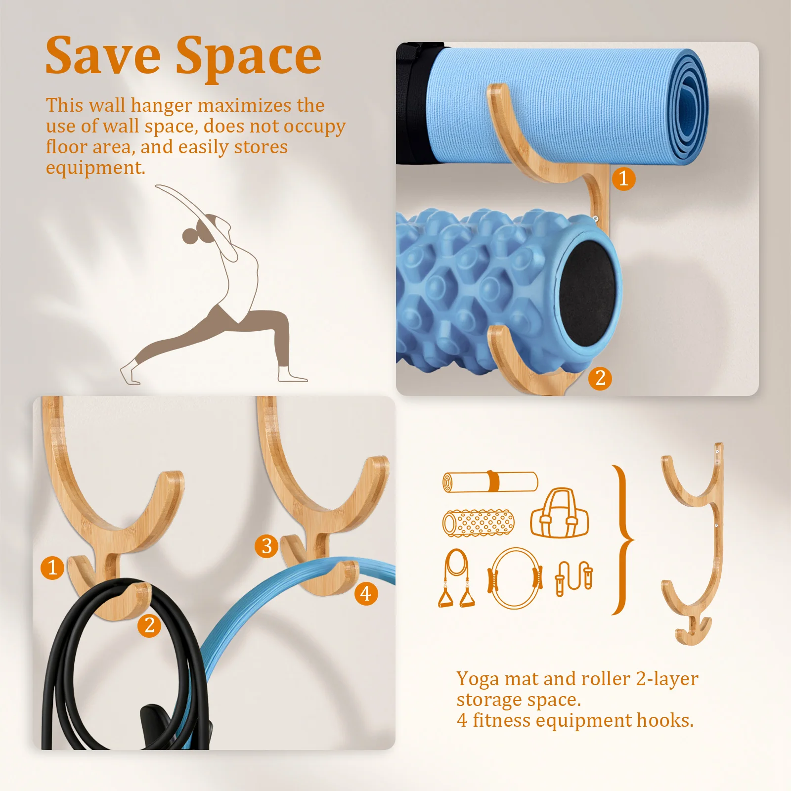 2Pcs Yoga Mat Storage Rack Wal - đánh giá và giá Sports Equipment Nearby